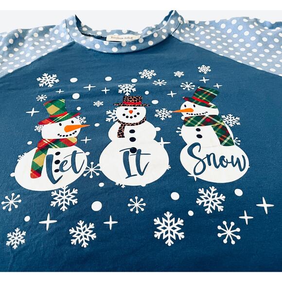 SOUTHERN STITCH LONG SLEEVE PULL-OVER CHRISTMAS TOP, WOMENS, XL, BLUE/WHITE/RED - Picture 7 of 10